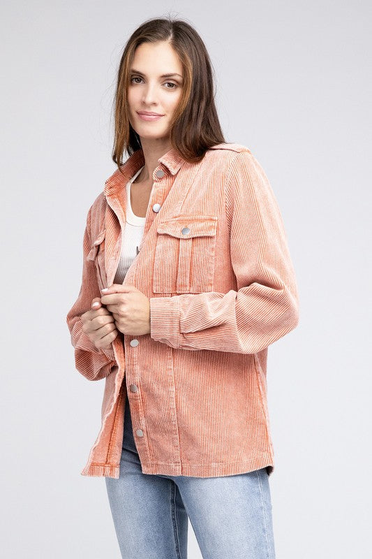 Corduroy Button-Down Jacket - BiBi Collection.