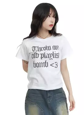 Cotton Crop T-Shirt with Lettering in CA408