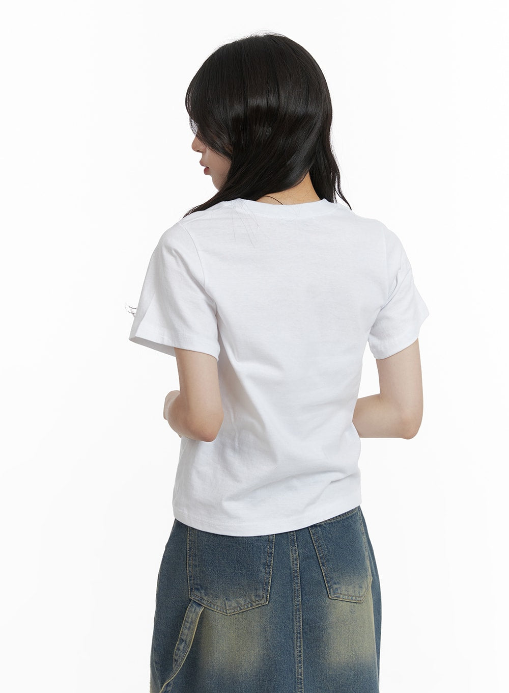 Cotton Crop T-Shirt with Lettering in CA408