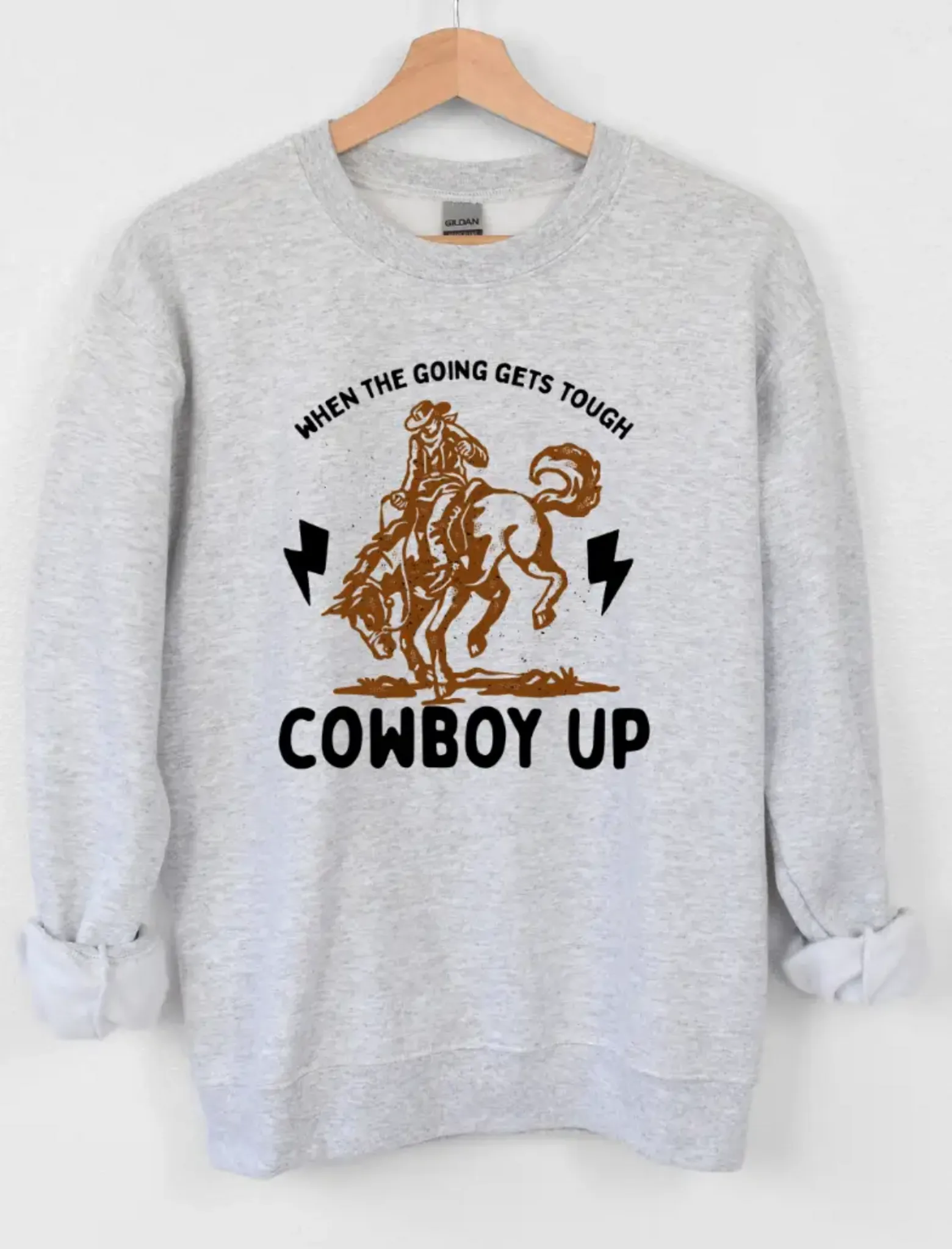 Cowboy Up Ash Crewneck