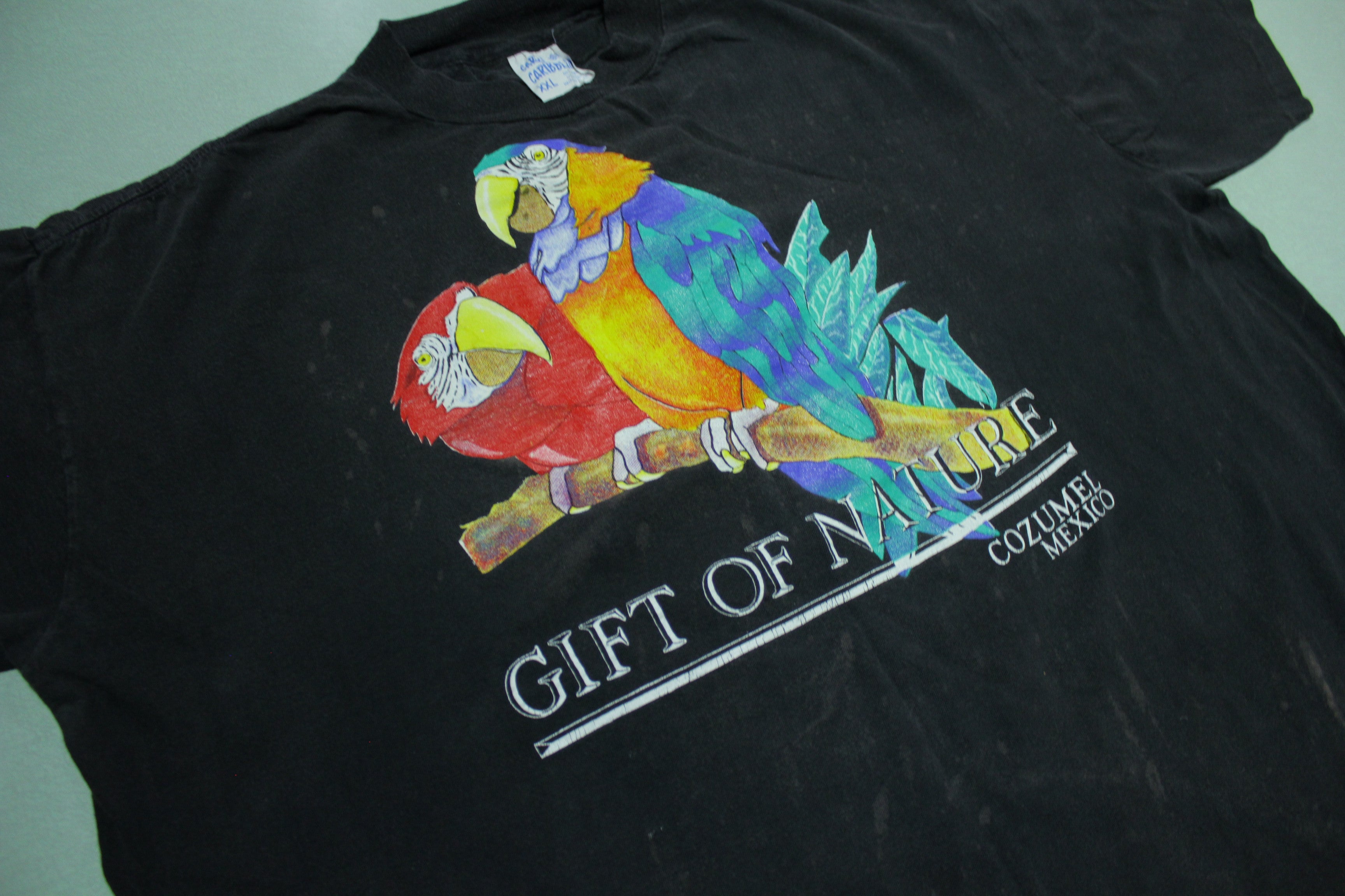 Cozumel Mexico Scarlet Macaw Vintage Single Stitch Parrot T-Shirt - Gift of Nature