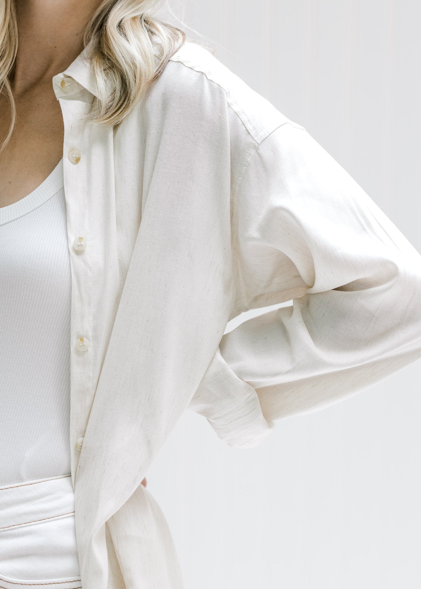 Cream Oversized Button Down Shirt