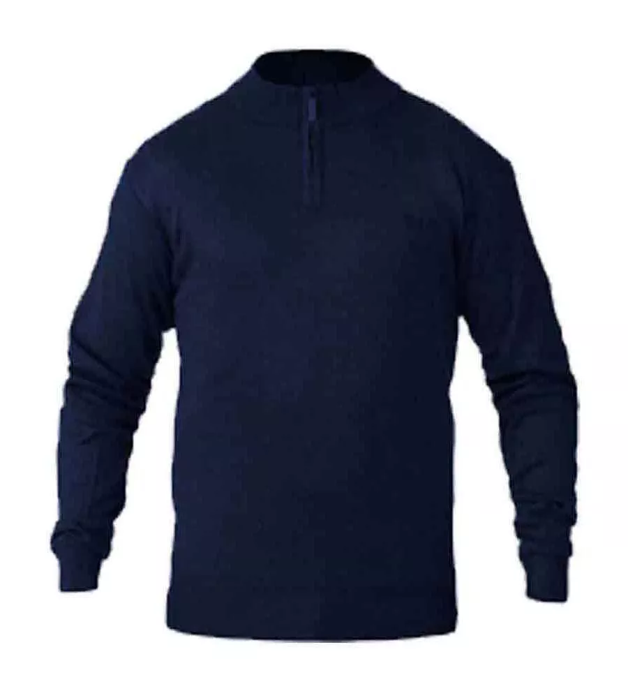 Big Mens Navy Quarter Zip Knitted Sweater (GIUSEPPE 2) at D555