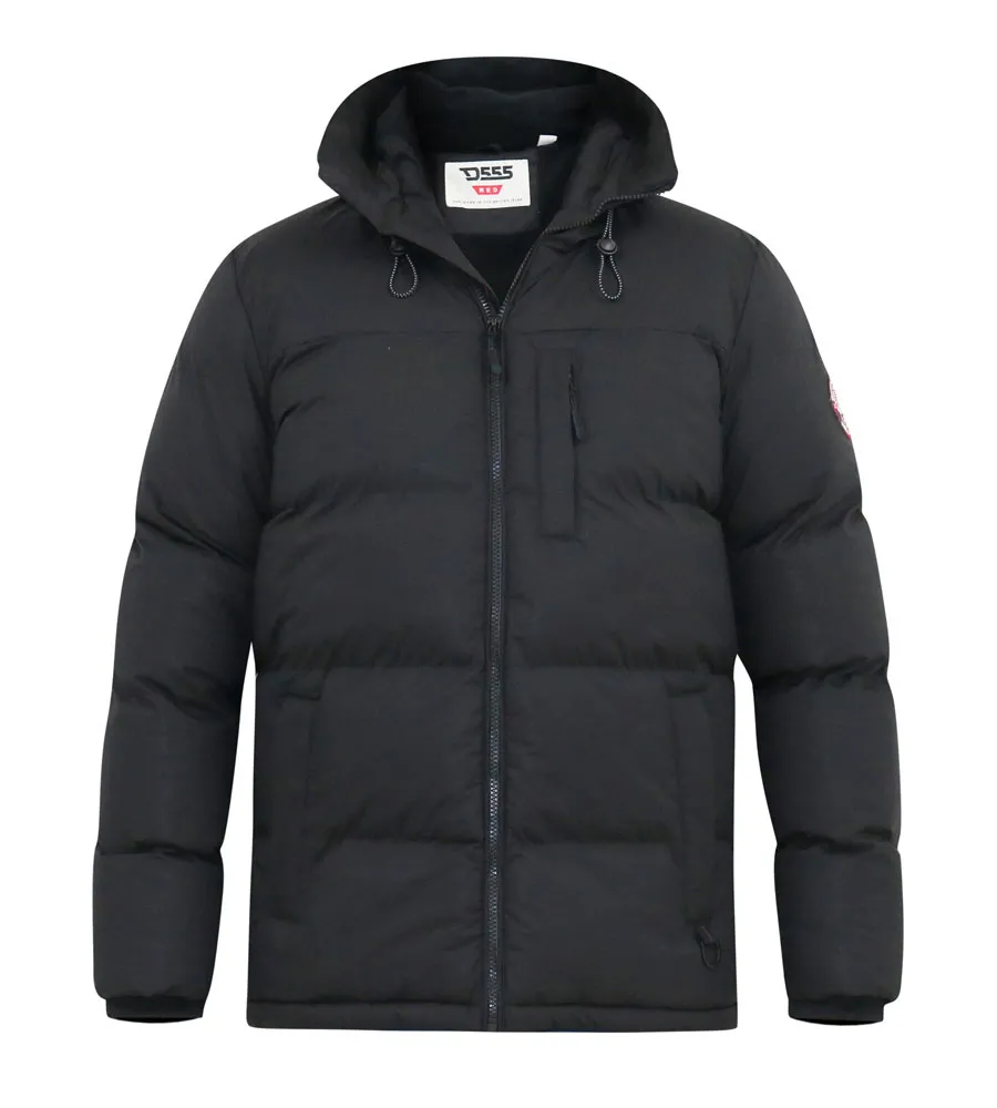 D555 Big Mens Quilted Puffer Jacket with Half Micro Fleece Lining and Hood (DOMENIC)