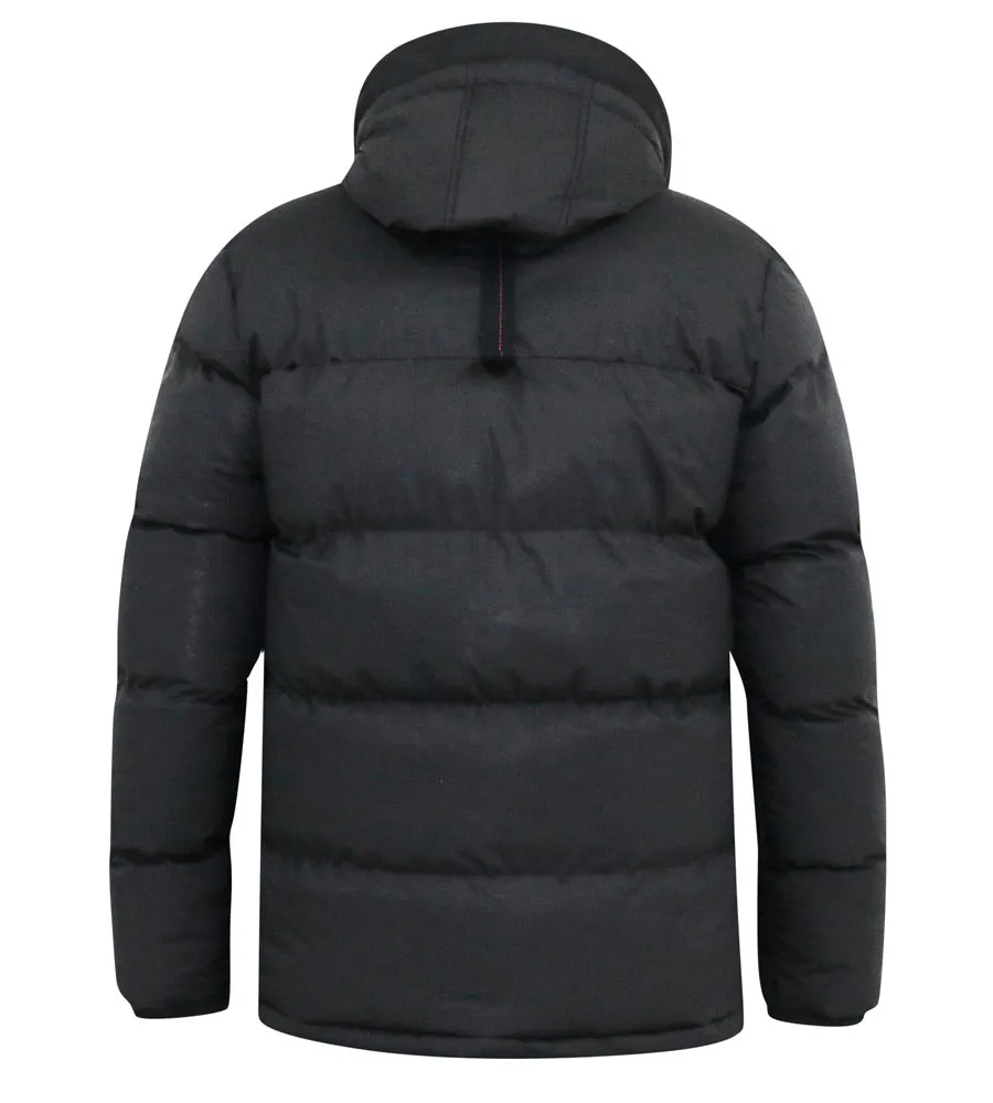 D555 Big Mens Quilted Puffer Jacket with Half Micro Fleece Lining and Hood (DOMENIC)