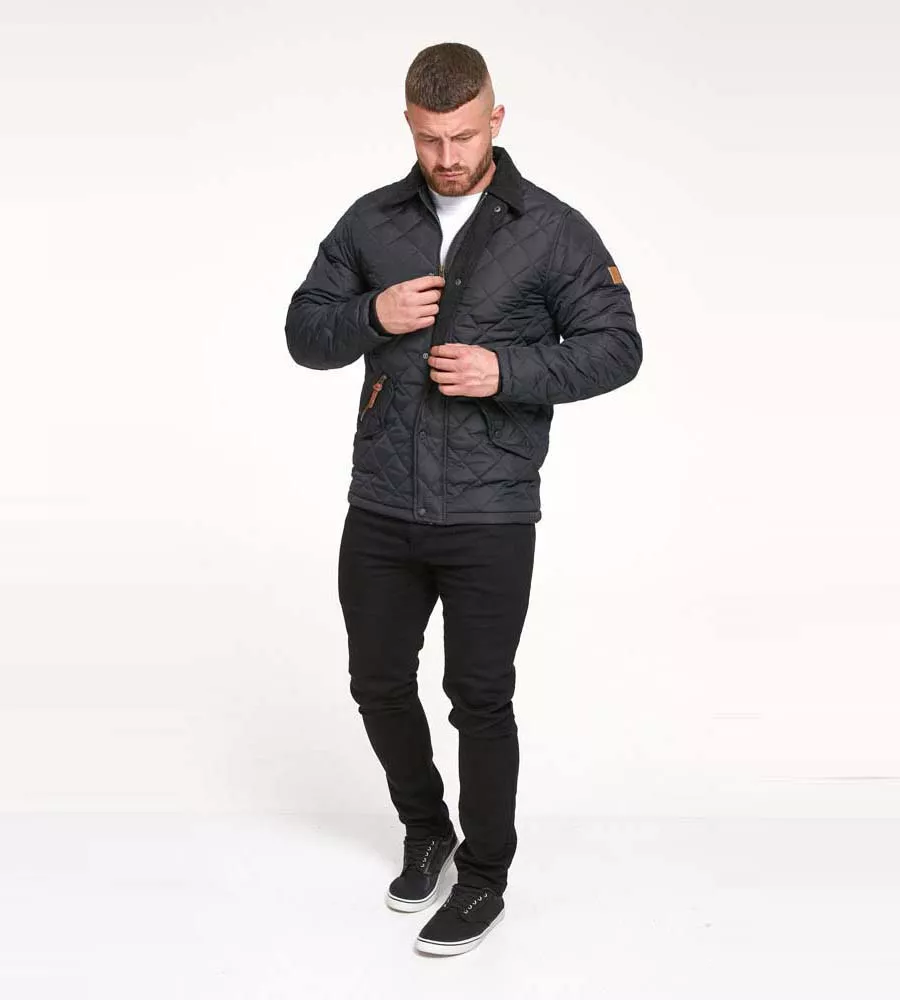 D555 Men's Quilted Jacket Featuring Corduroy Collar (MATIAS)