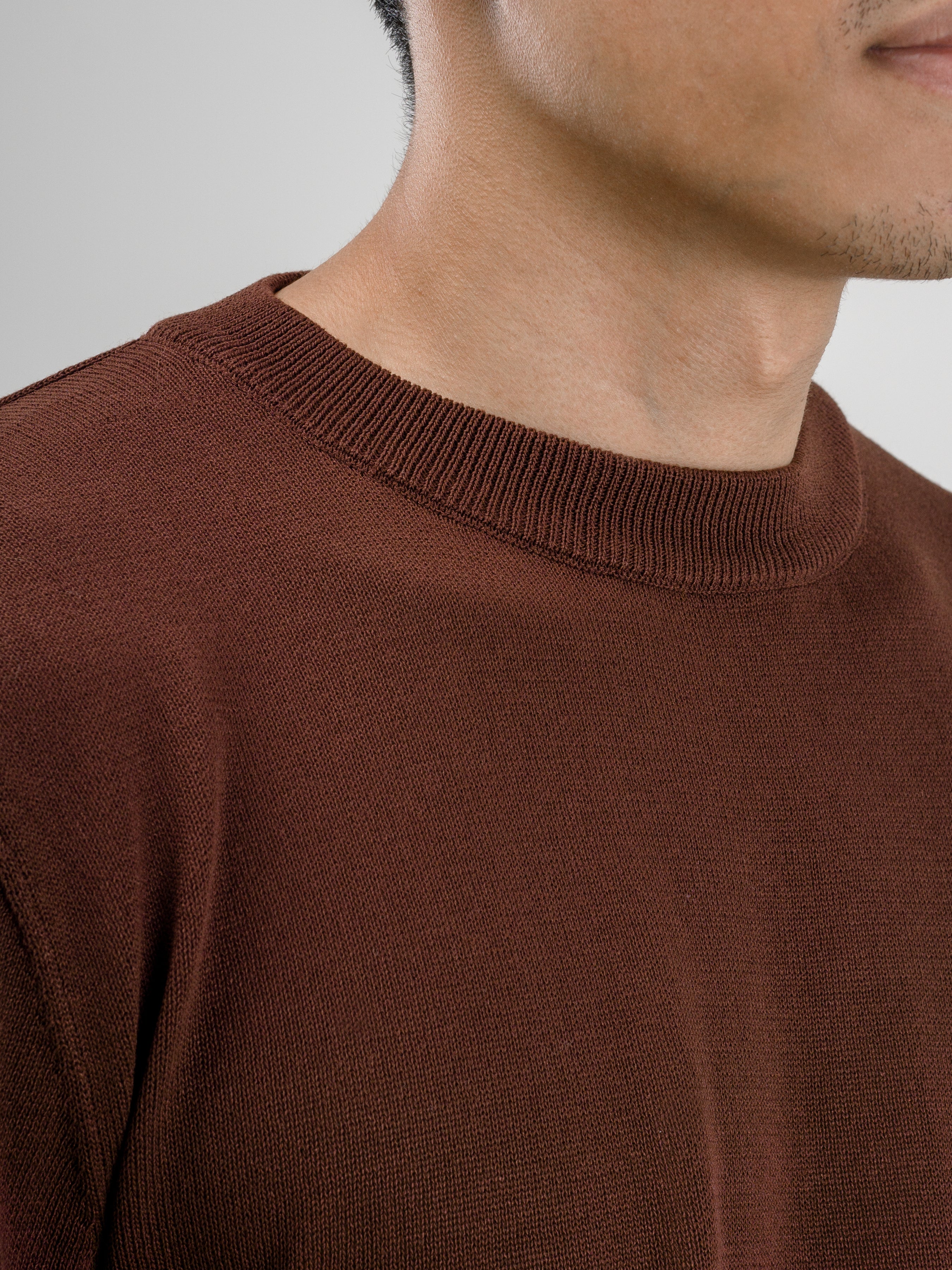 Dany Round Neck Knit Coffee - Tee