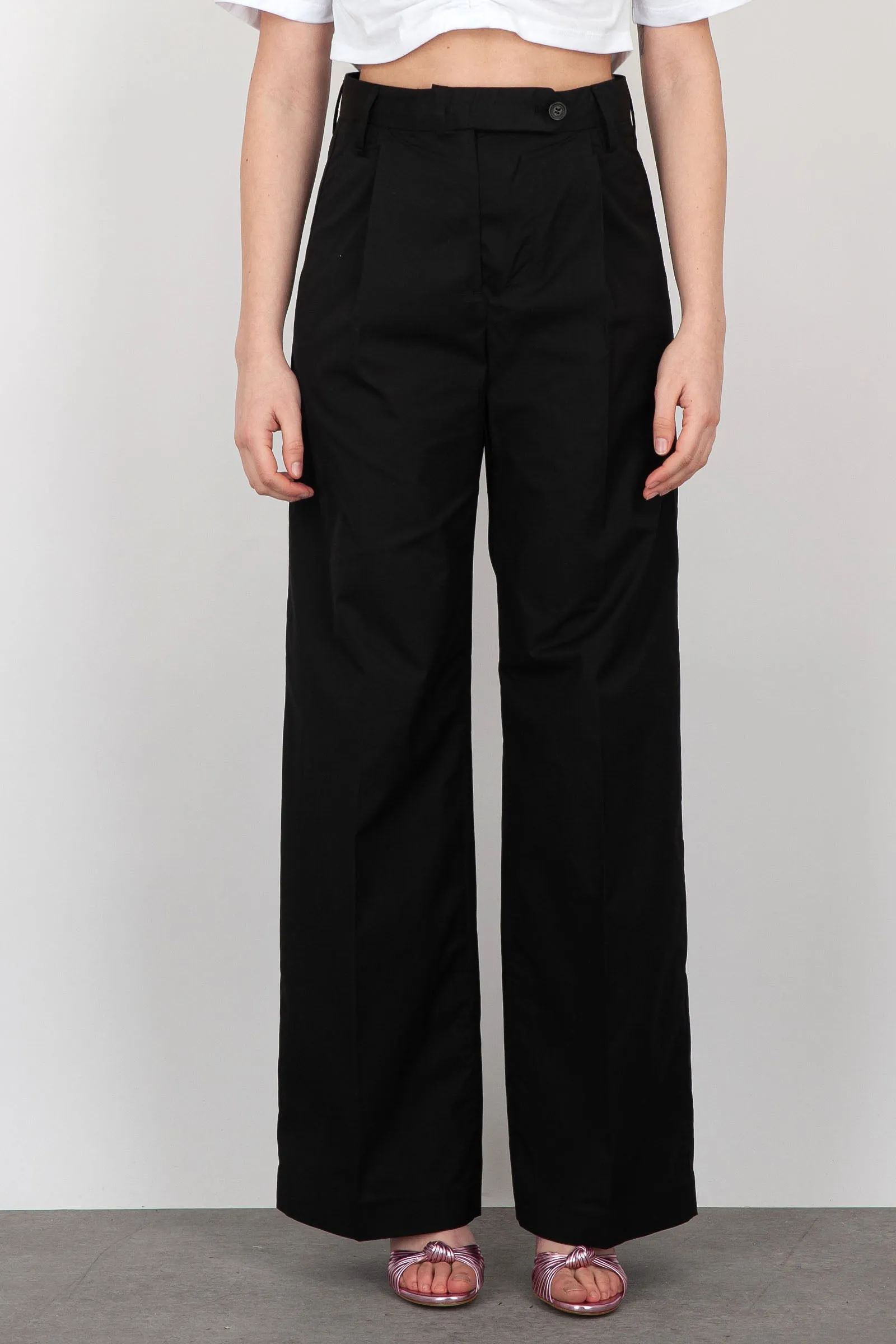 Department Five Wide Fit Fairmont Cotton Black Trousers