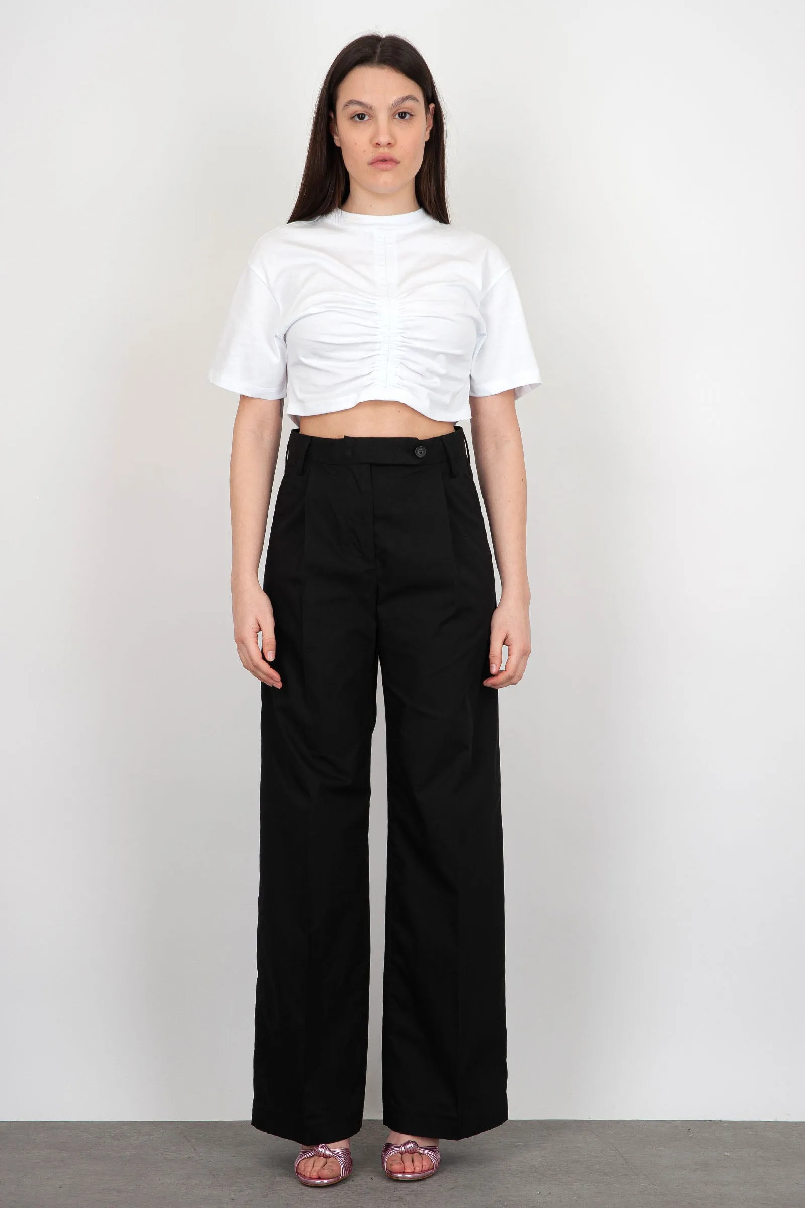 Department Five Wide Fit Fairmont Cotton Black Trousers