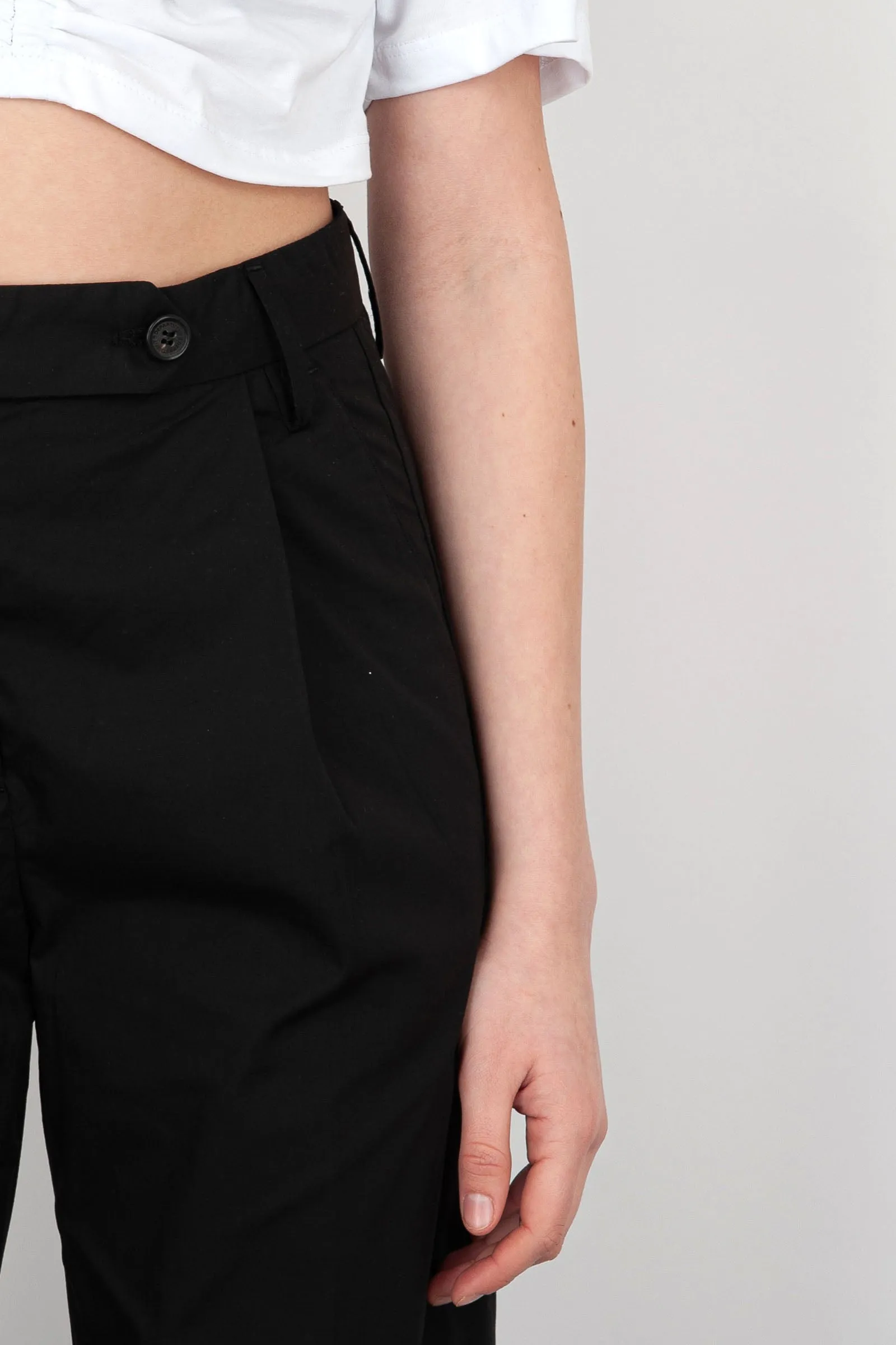 Department Five Wide Fit Fairmont Cotton Black Trousers