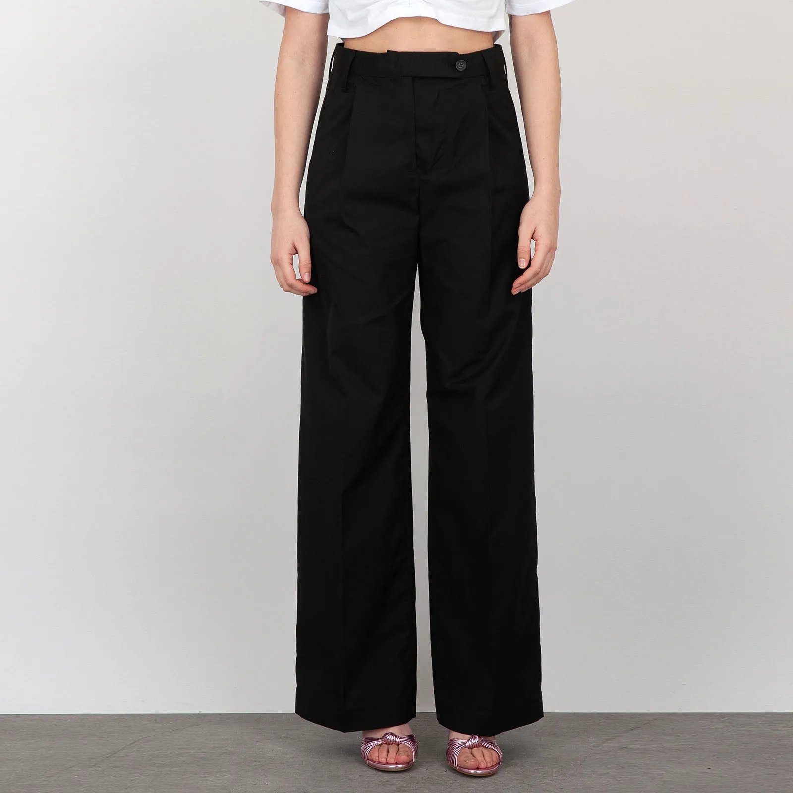 Department Five Wide Fit Fairmont Cotton Black Trousers