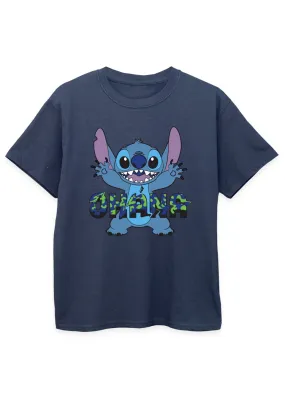 Disney Kids Navy Lilo & Stitch Ohana Blue Glitch Printed T-Shirt 3-13 yrs