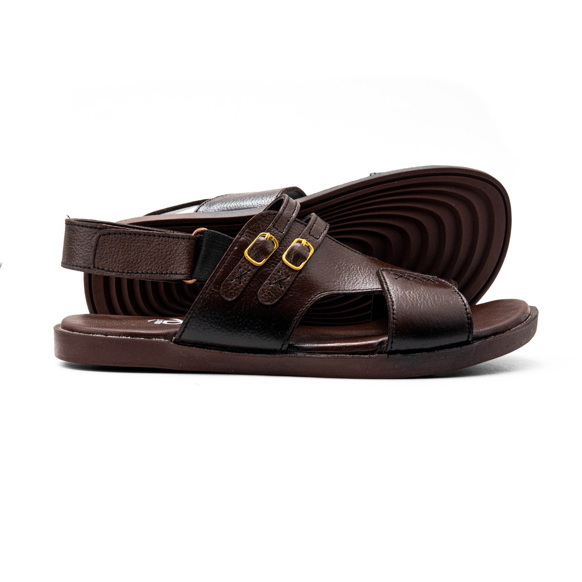 Double Buckle Brown Sandals for Women