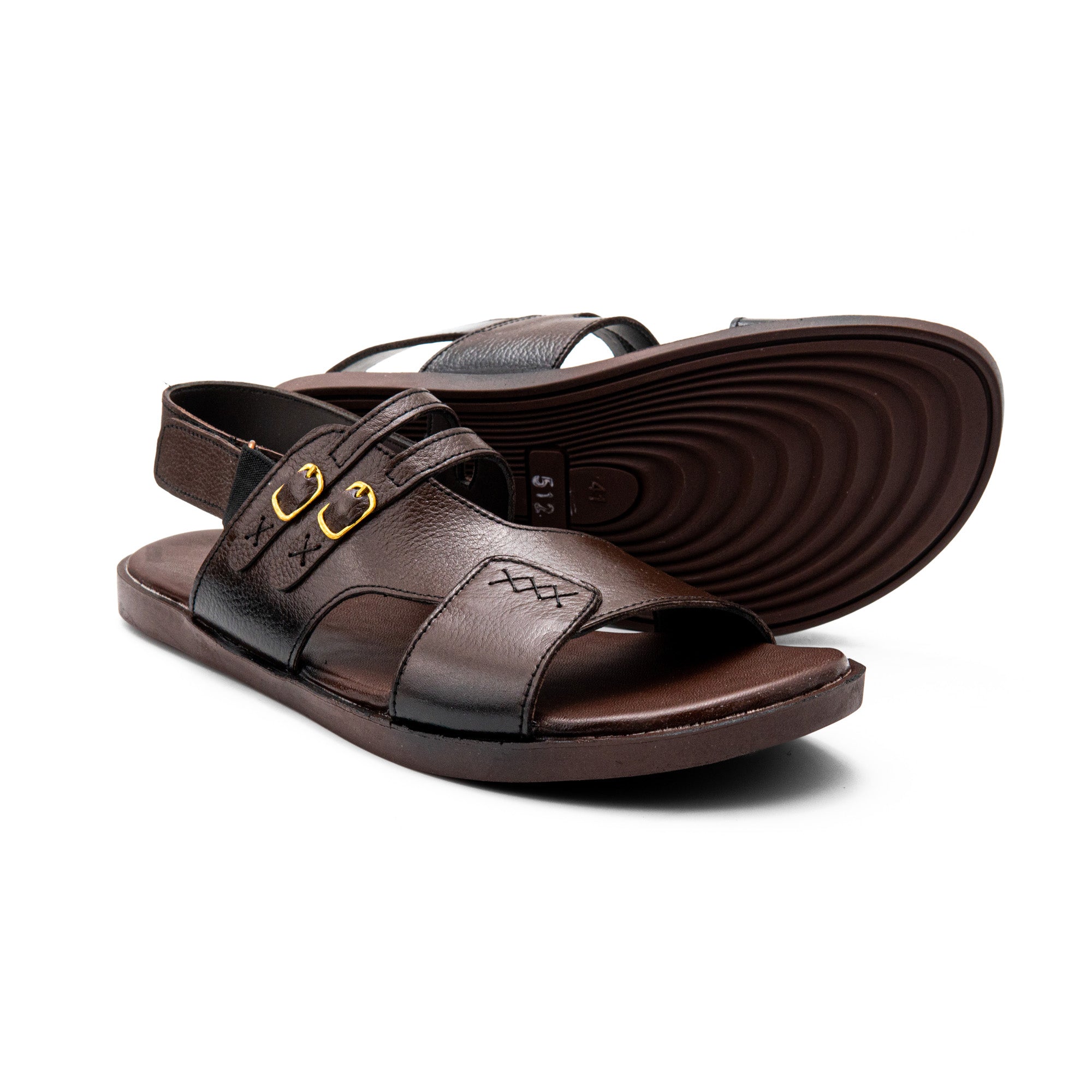 Double Buckle Brown Sandals for Women