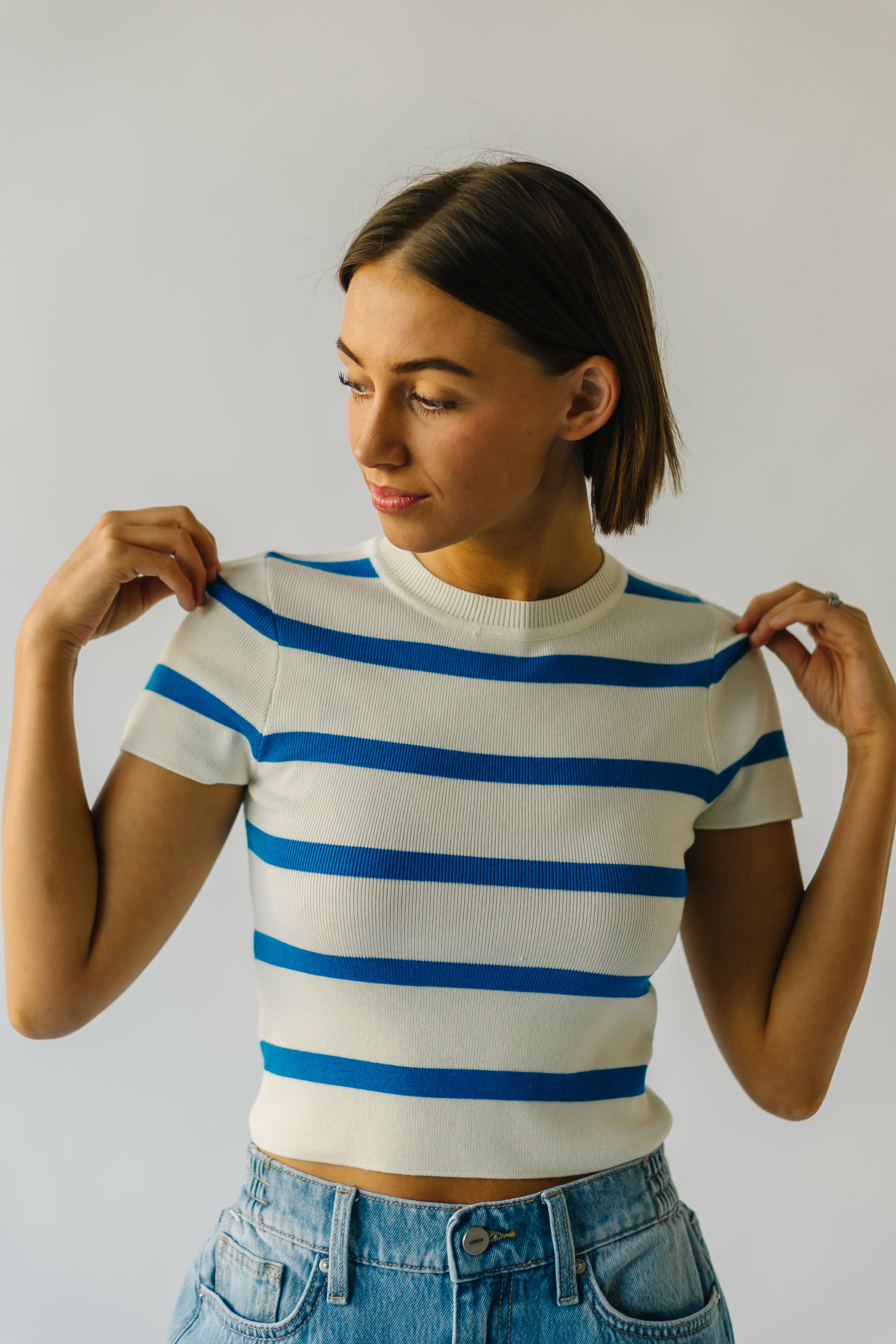 Dundee Bold Striped Tee Blue White