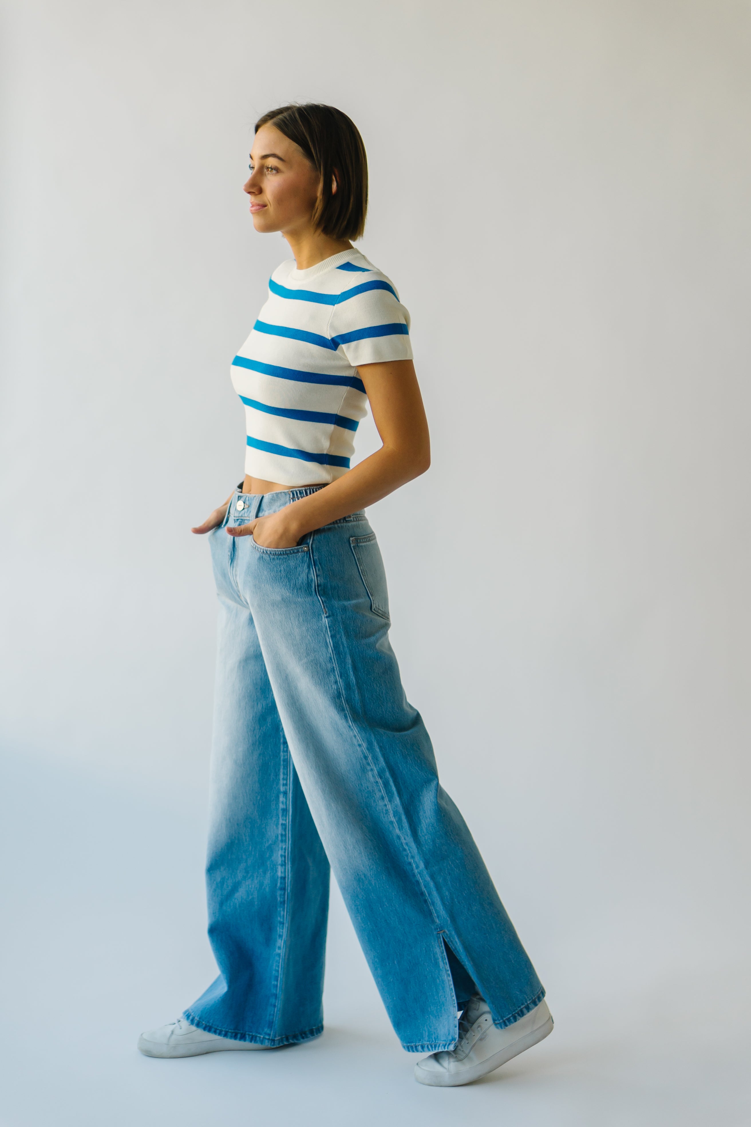 Dundee Bold Striped Tee Blue White