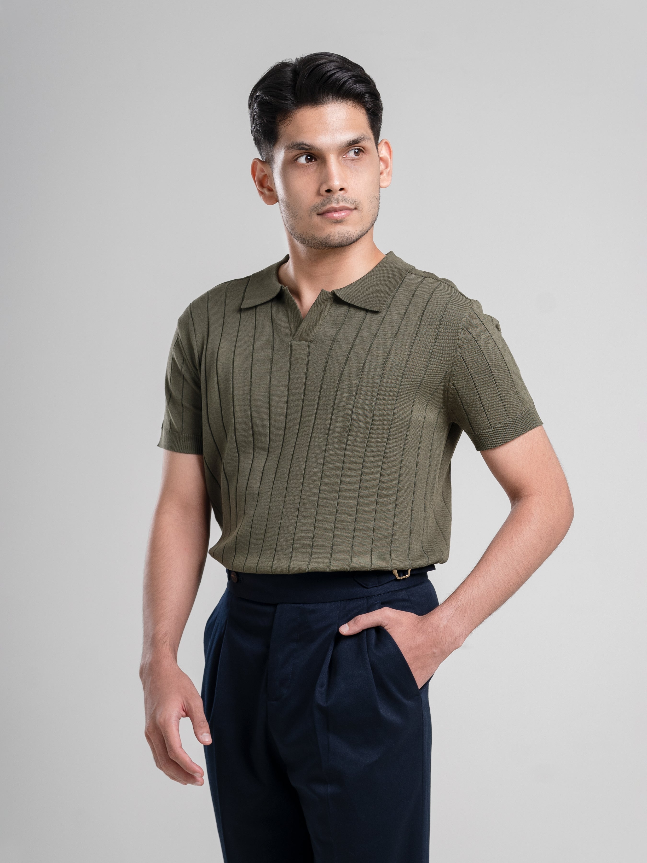 Dylan Knit Tee - Olive Green | Buy Online at Best Price