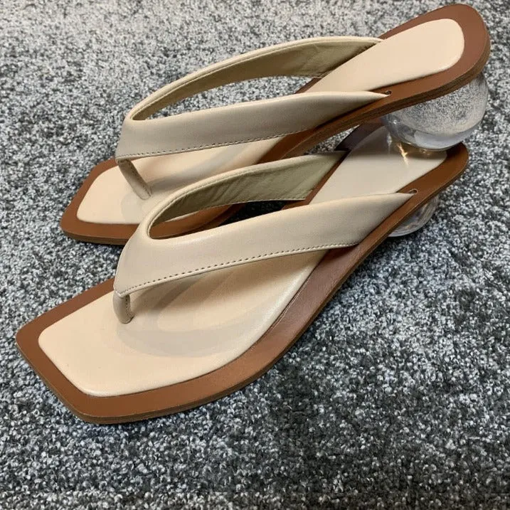 Sand-colored open-toe shoe