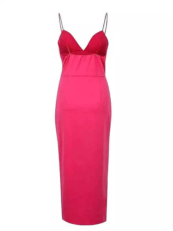 Elegant Midi Dress - Spaghetti Strap for Women - Ideal for Summer and Spring Occasions