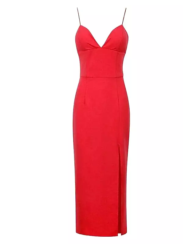 Elegant Midi Dress - Spaghetti Strap for Women - Ideal for Summer and Spring Occasions