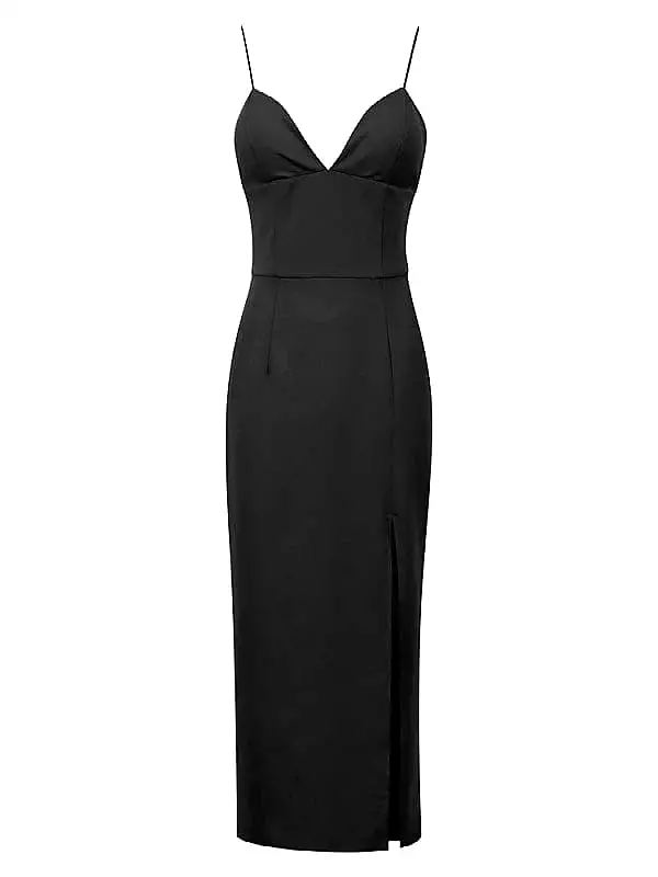 Elegant Midi Dress - Spaghetti Strap for Women - Ideal for Summer and Spring Occasions