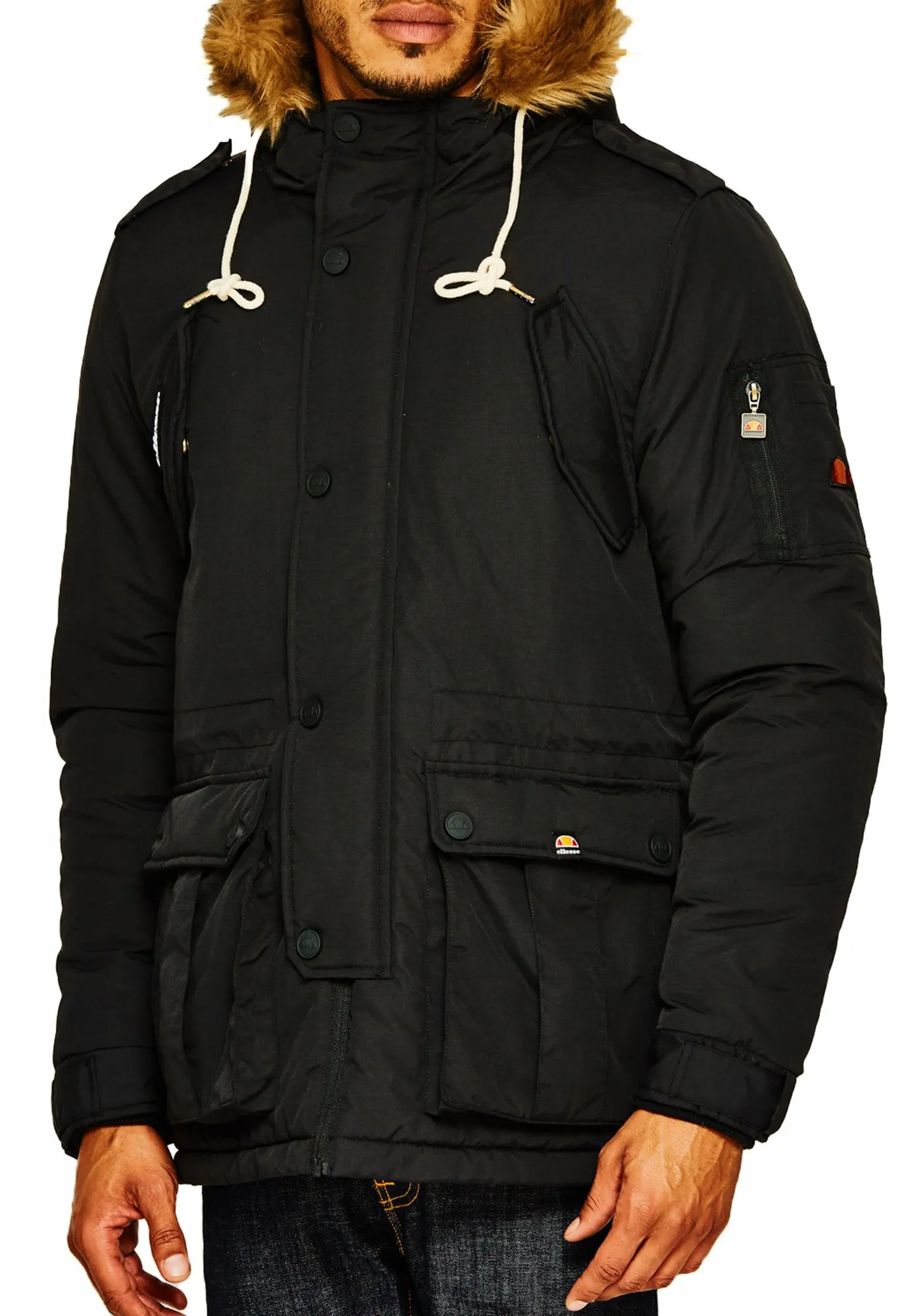 Ellesse Blizzard Padded Parka Jacket in Anthracite