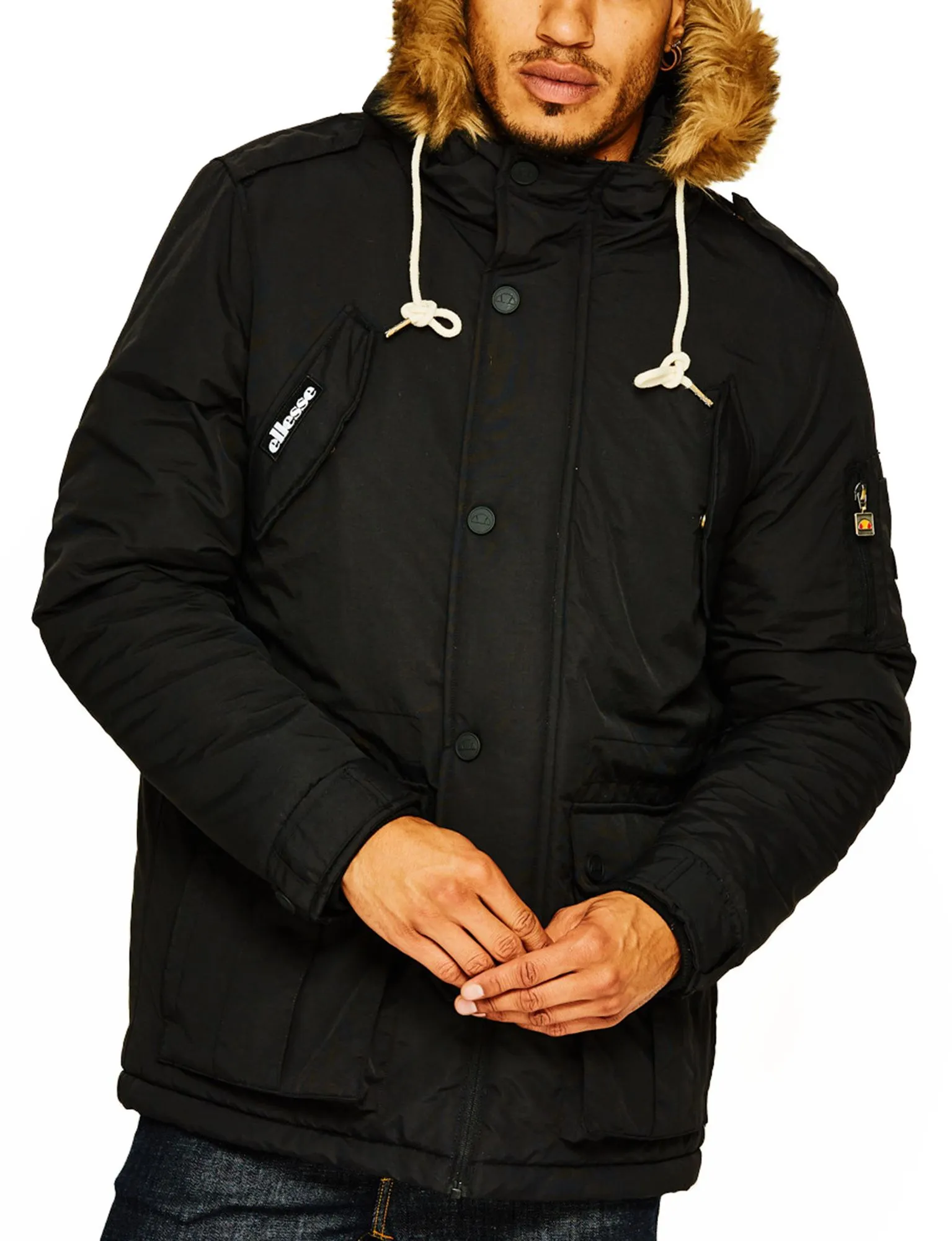 Ellesse Blizzard Padded Parka Jacket in Anthracite