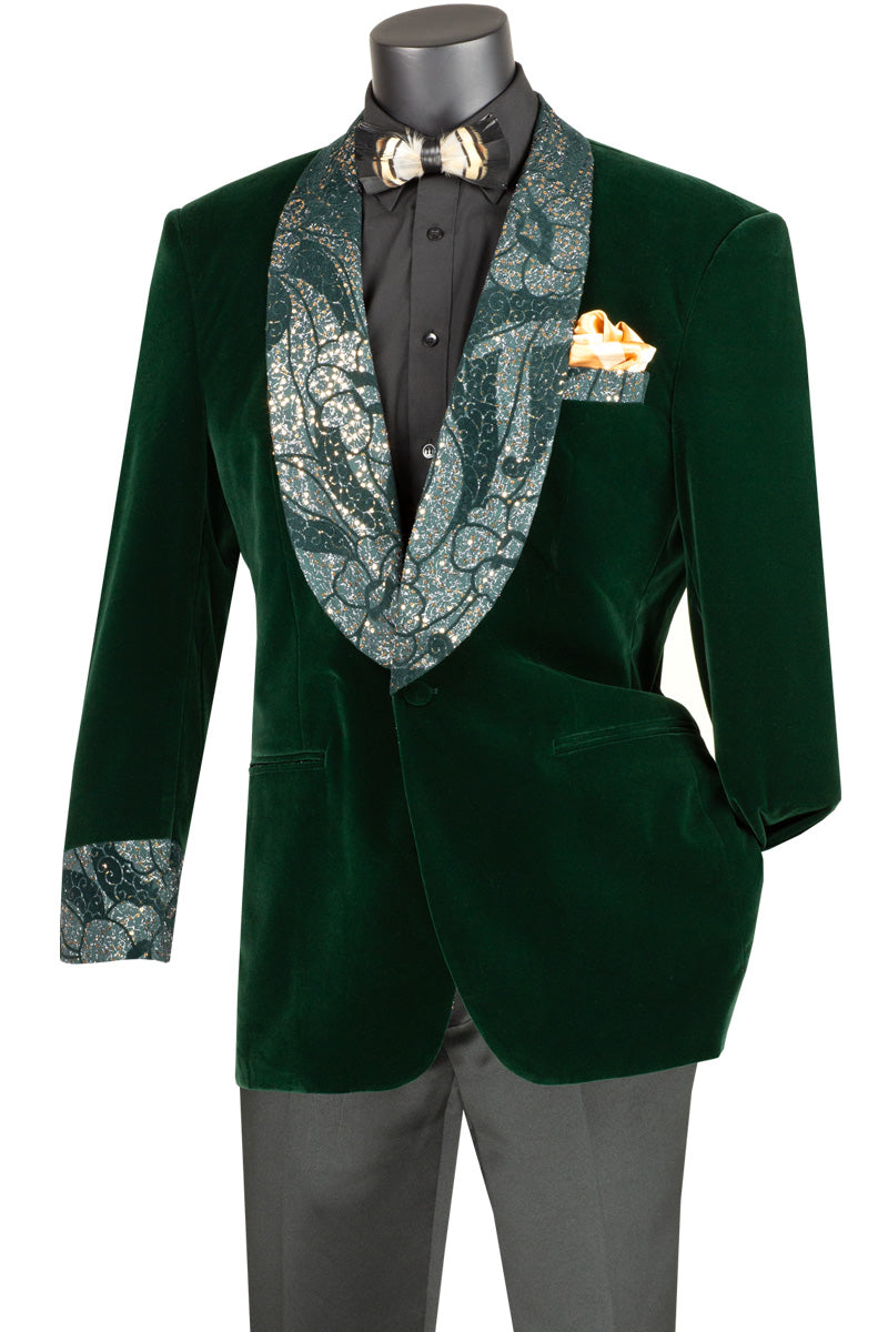 Emerald Velvet Sport Coat - Vinci Regular Fit Single Breasted (BF-5)