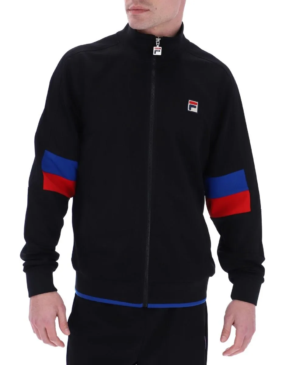 Black and Bright Blue Fila Fischer Colour Blocked Track Jacket