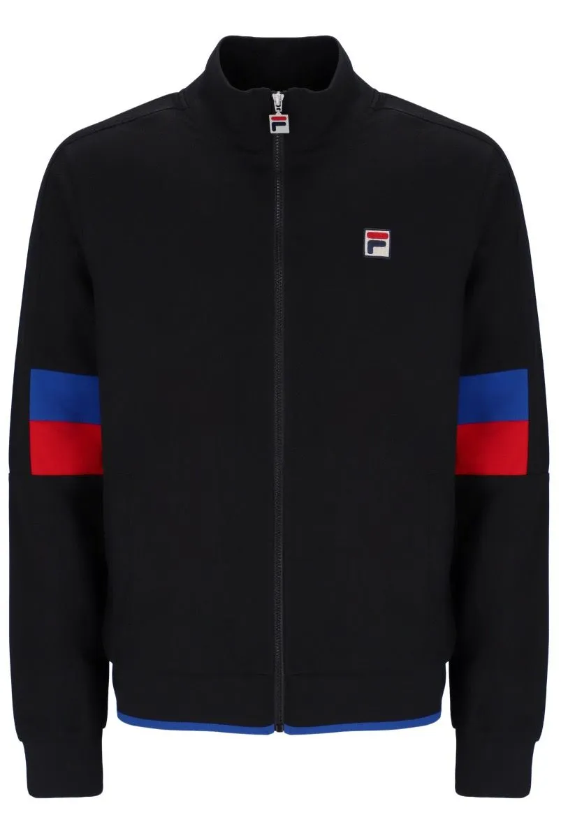 Black and Bright Blue Fila Fischer Colour Blocked Track Jacket