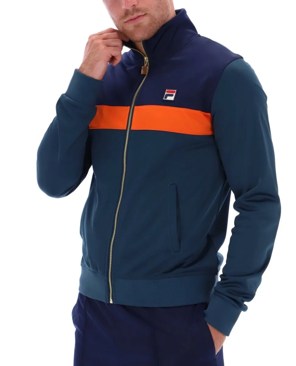 Dark Teal Navy Mandarin Track Jacket - Fila Nash