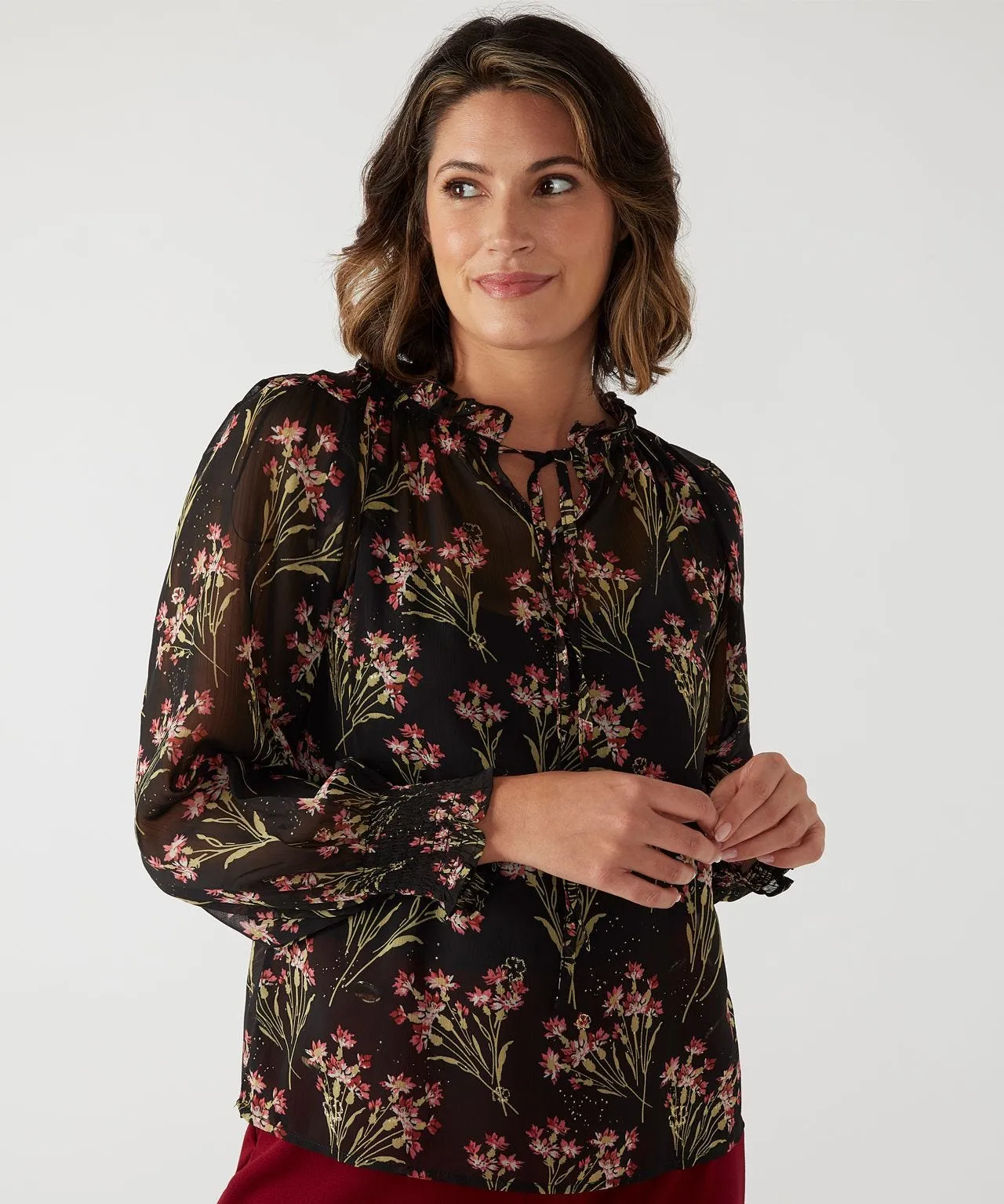 First Avenue Tie-Neck Relaxed Blouse