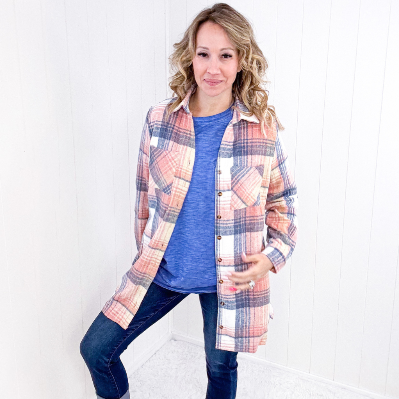 Flannel Plaid Jacket: Lumber Jill Style, Button Down, Longline