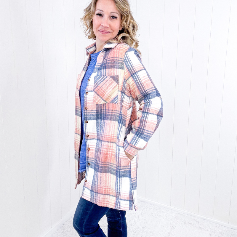 Flannel Plaid Jacket: Lumber Jill Style, Button Down, Longline