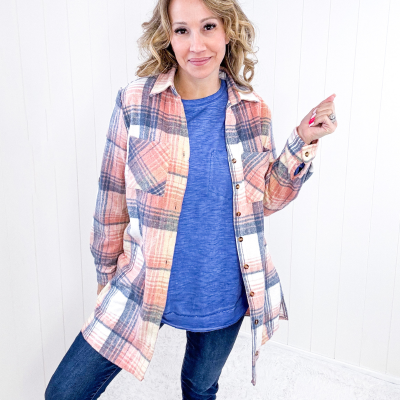 Flannel Plaid Jacket: Lumber Jill Style, Button Down, Longline