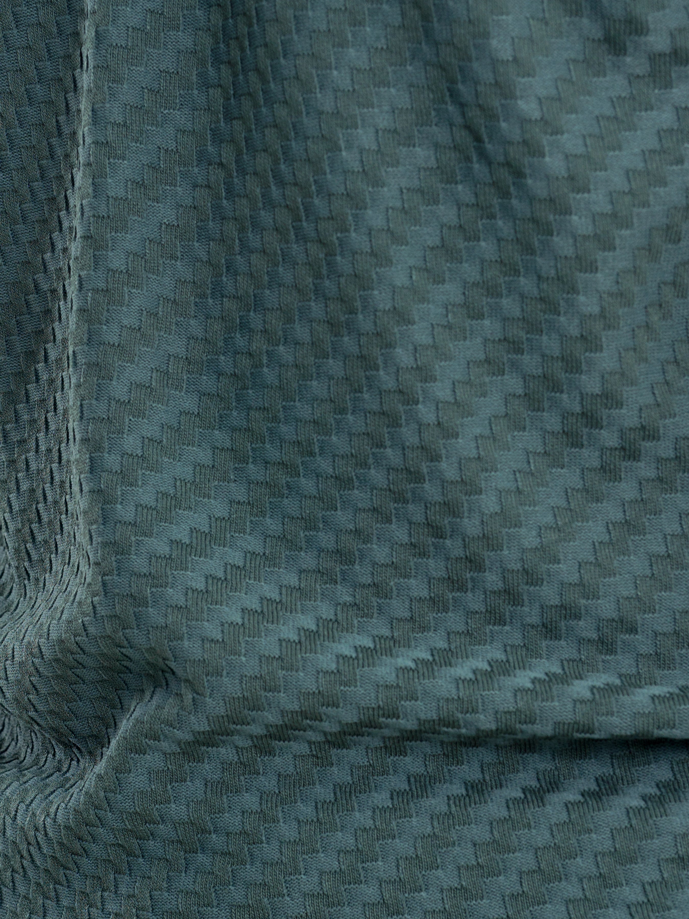 Forest Green Basketweave Knit Polo Tee