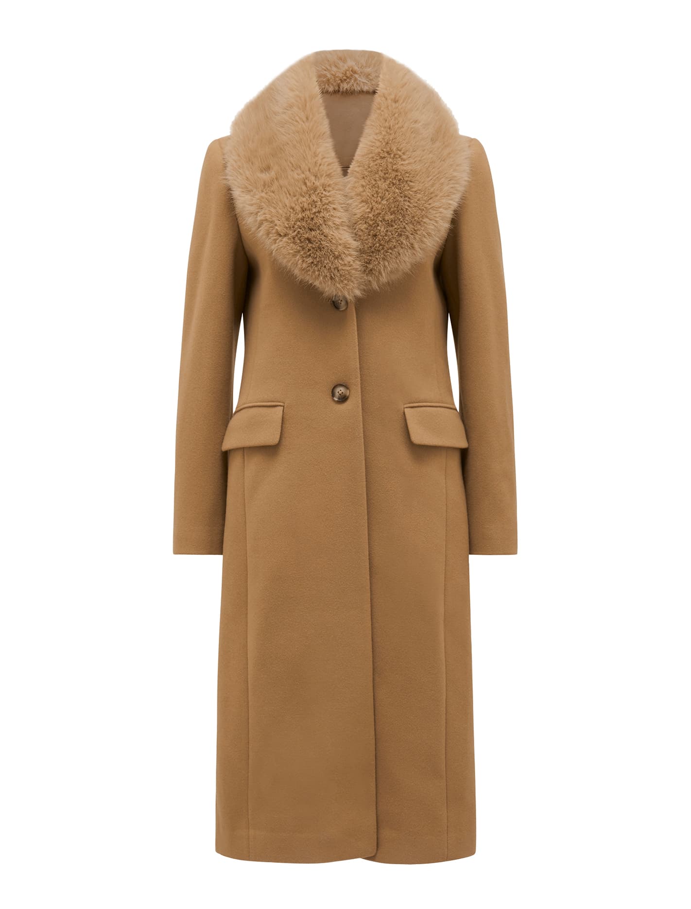 Fur Collar Coat in Amber color