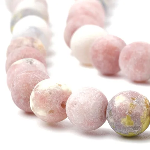 Gemstone Beads, Marble Sesame Jasper Kiwi Jasper, Natural, Round, Frosted, 8mm