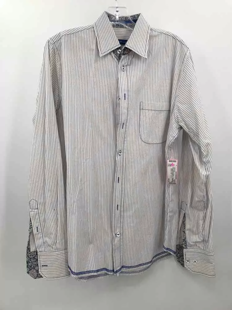 Georg Roth Ivory Medium Stripe Men's Button Down Pre-Owned