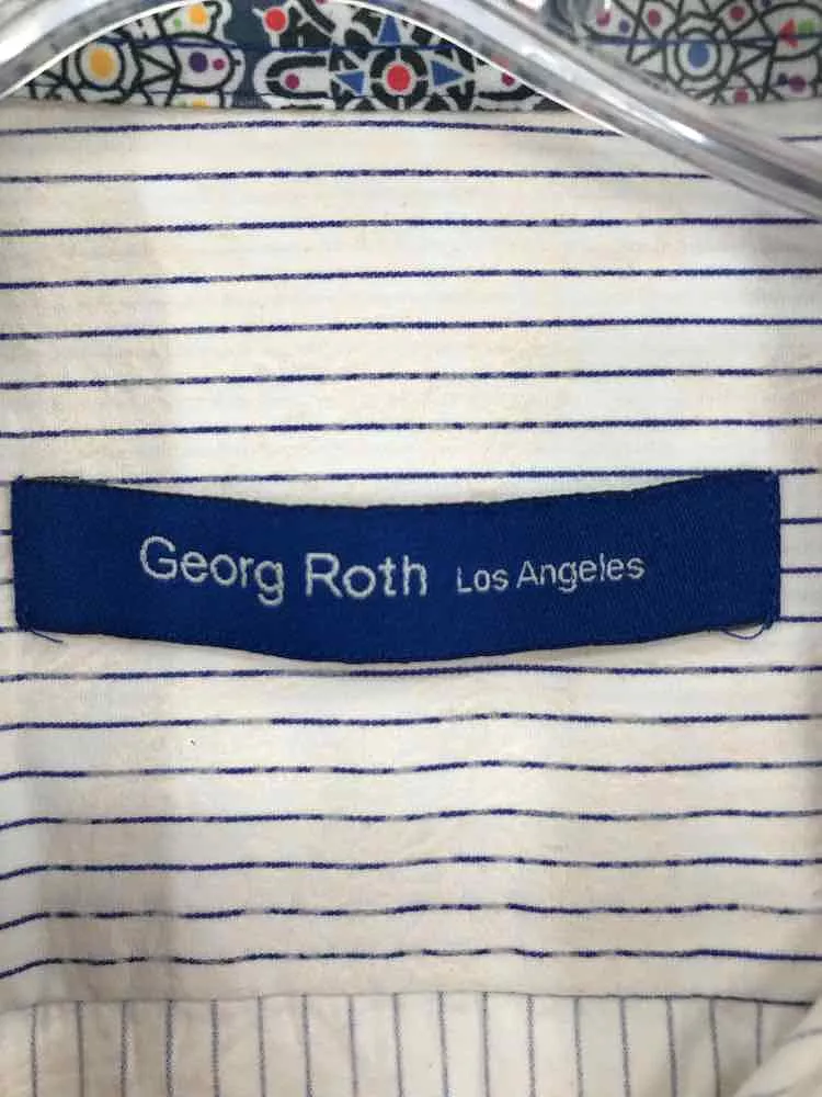 Georg Roth Ivory Medium Stripe Men's Button Down Pre-Owned