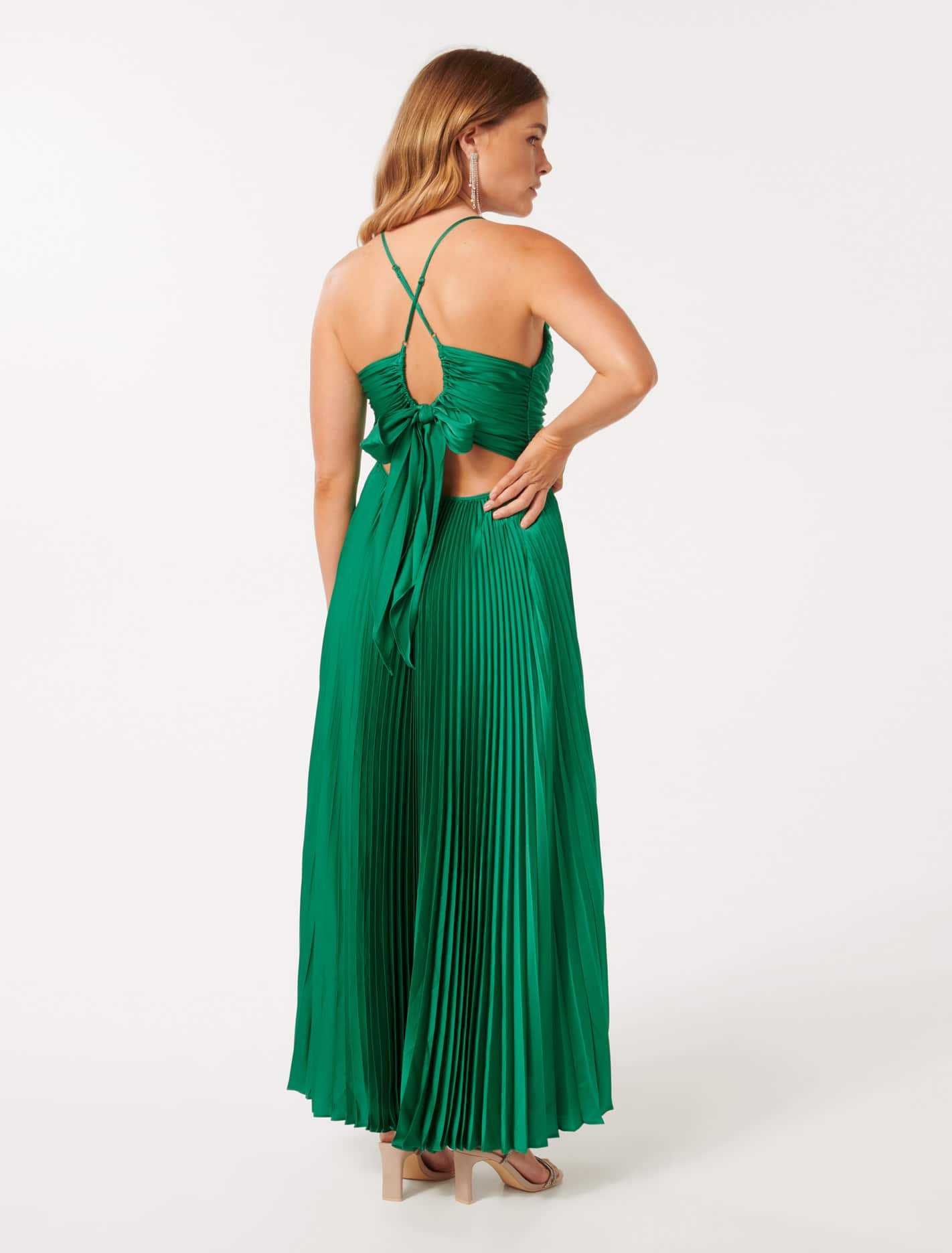 Geri Petite Pleated Maxi Dress with Tie Back