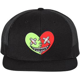 Glow Heart Baws Black Trucker Hat Flat Brim - Shop Now