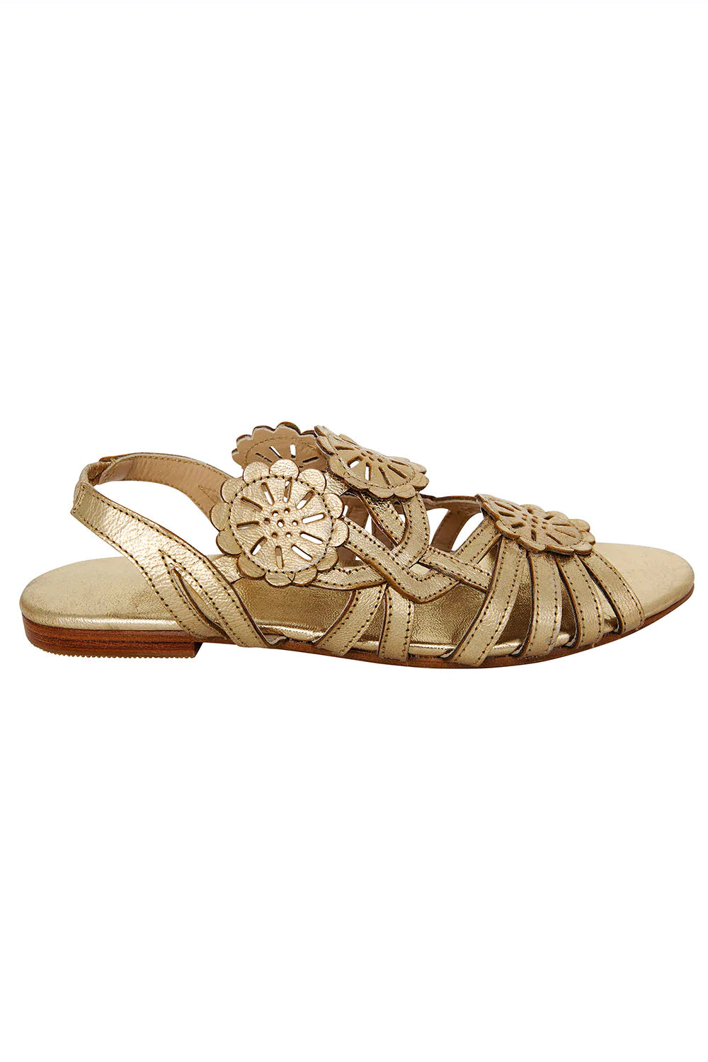 Gold metallic scallop sandal