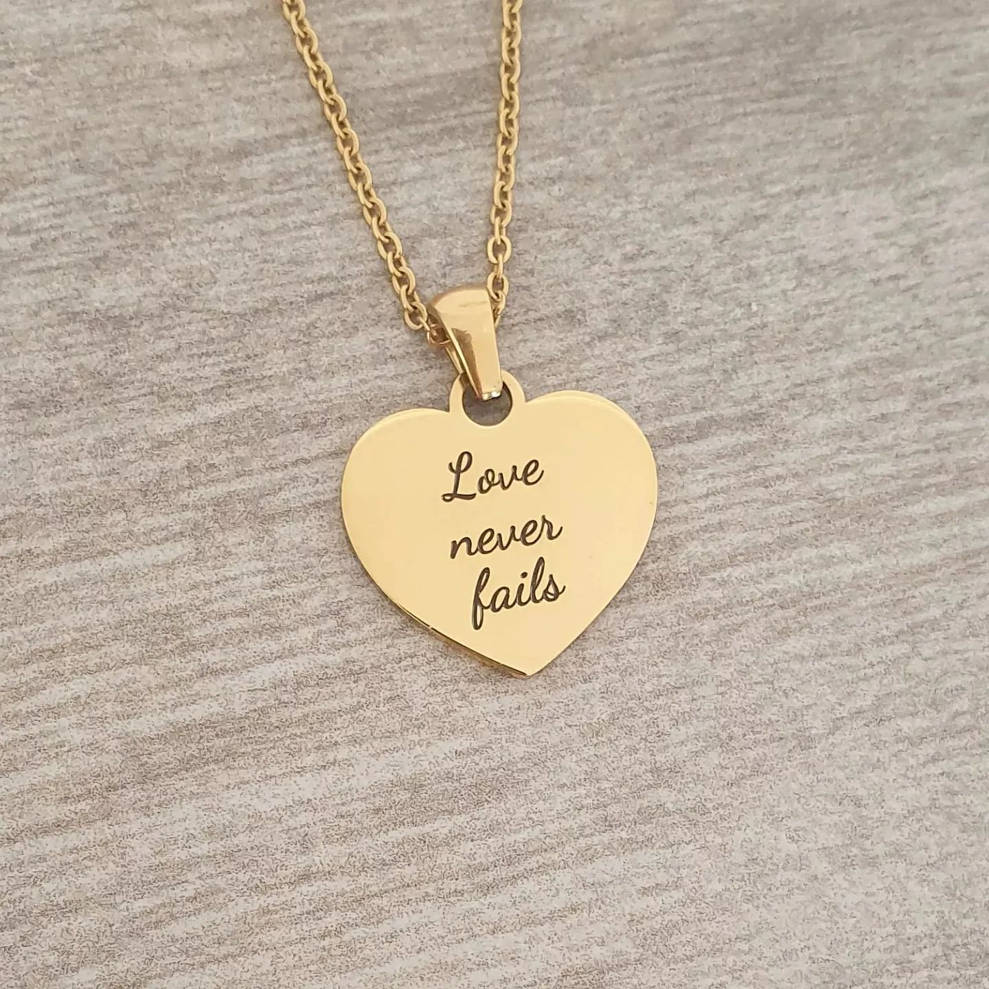 Gold Stainless Steel Amore Personalized Necklace - 20mm Size, 45cm Chain | Ready in 3 Days