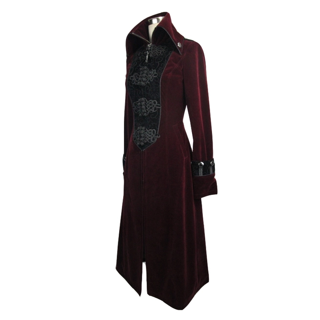 Gothic Red Cross Accent Women's Polyester Coat