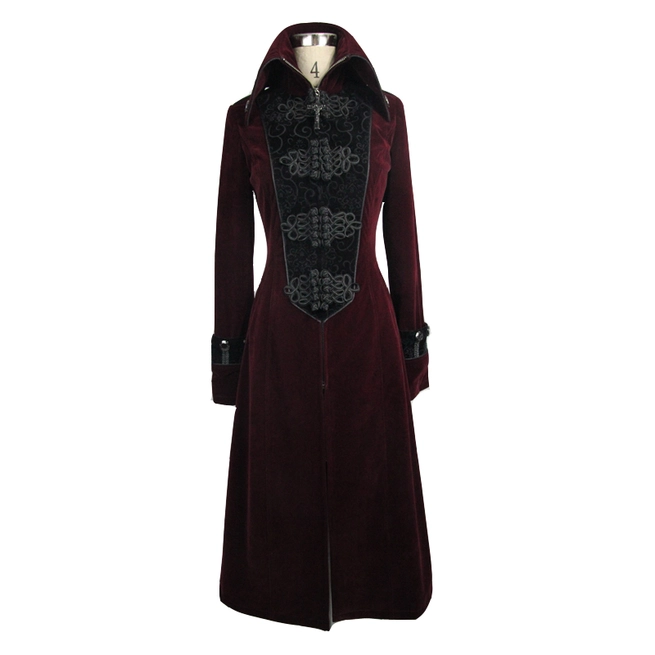 Gothic Red Cross Accent Women's Polyester Coat