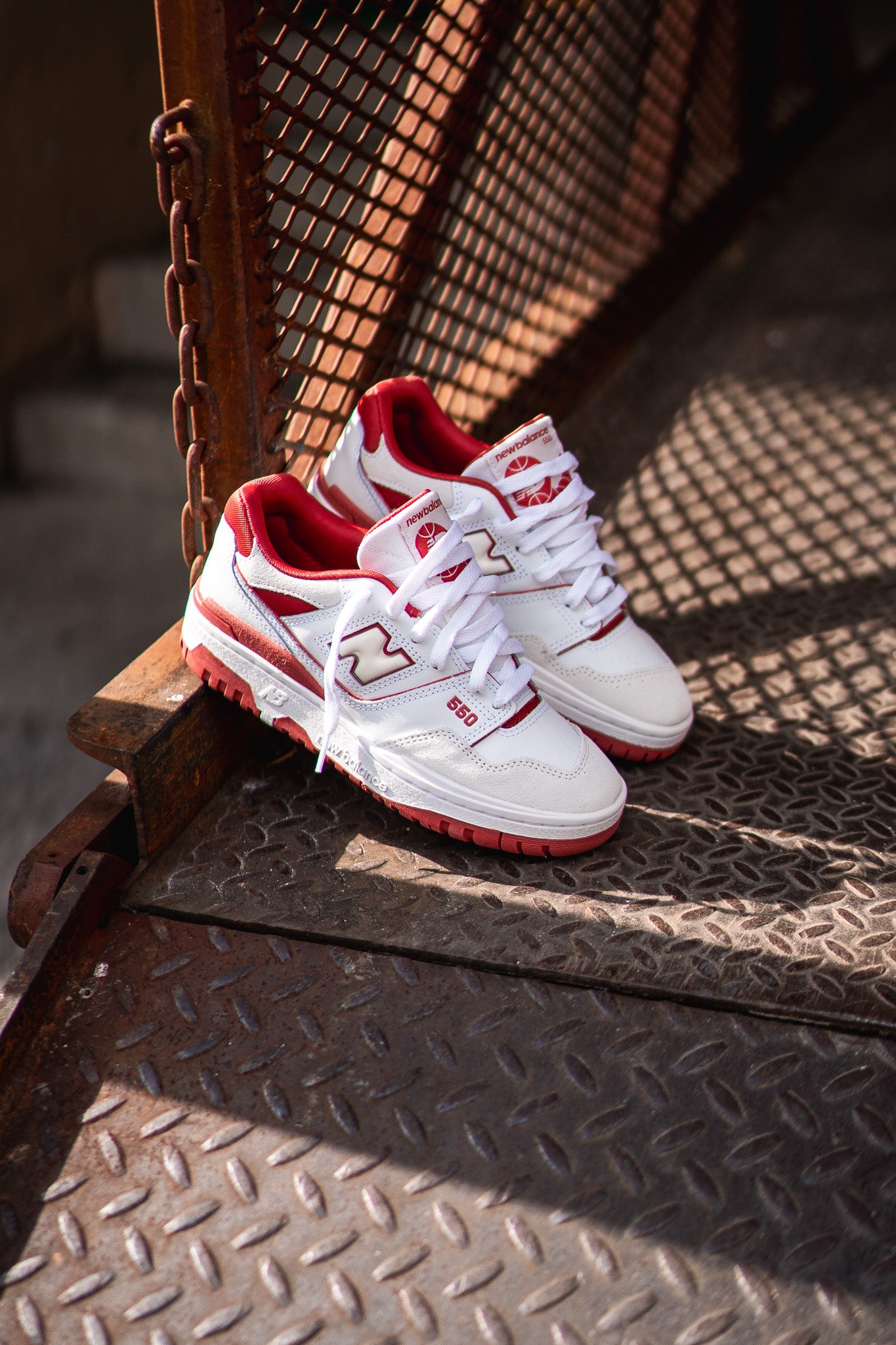 Grade School New Balance 550 - White/Red