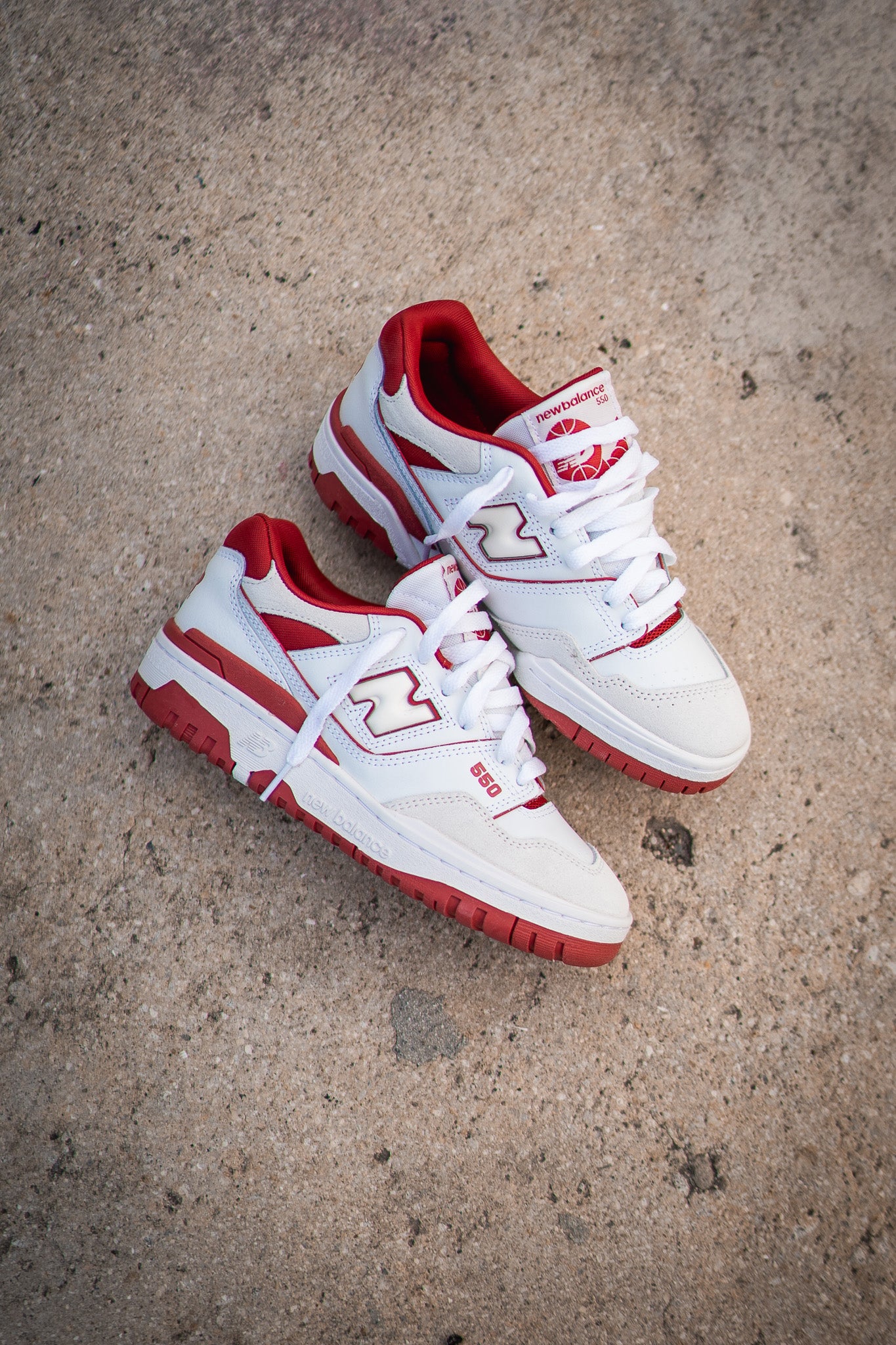 Grade School New Balance 550 - White/Red