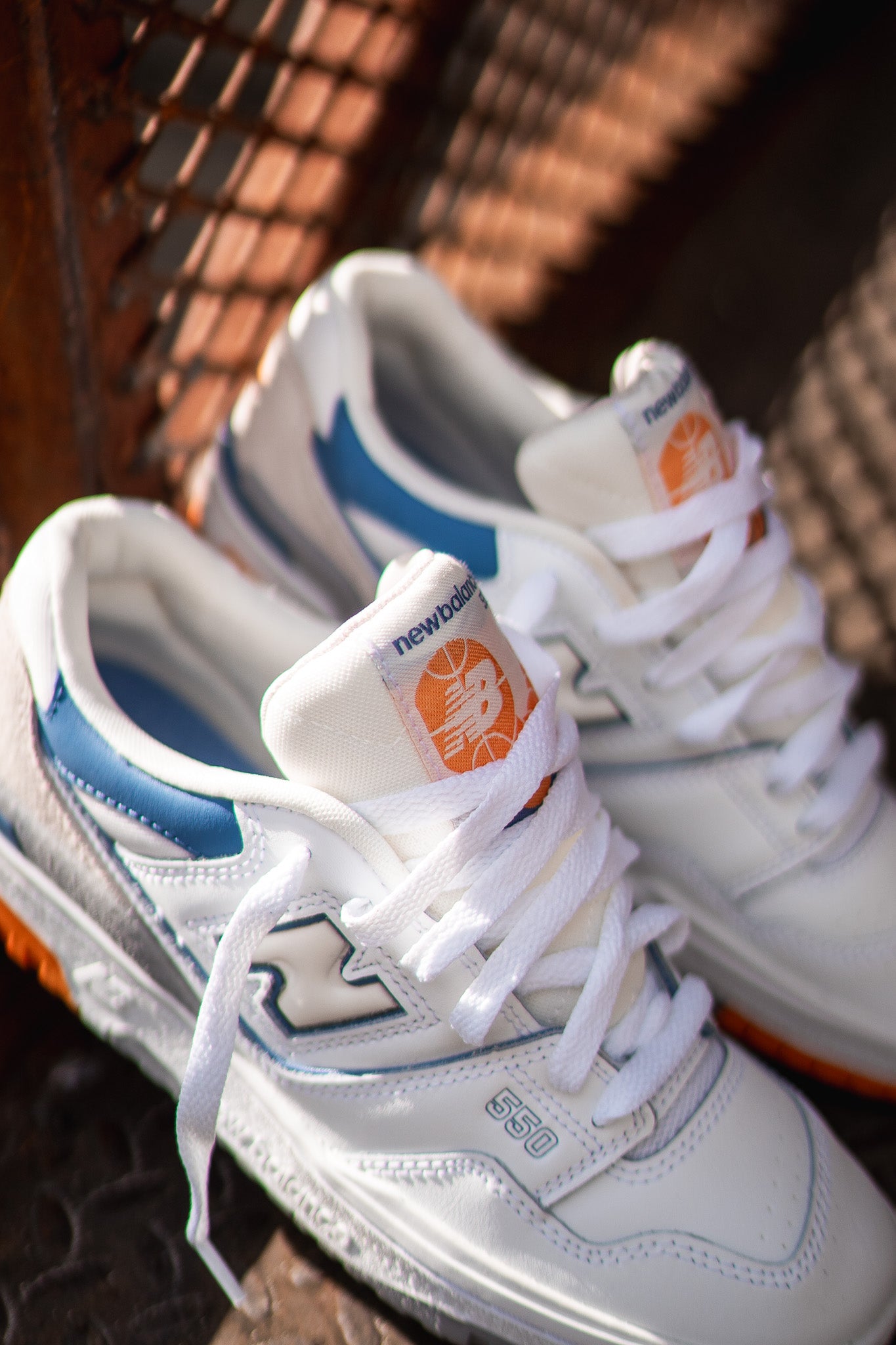 gradeschool white citrus new balance 550 shoes