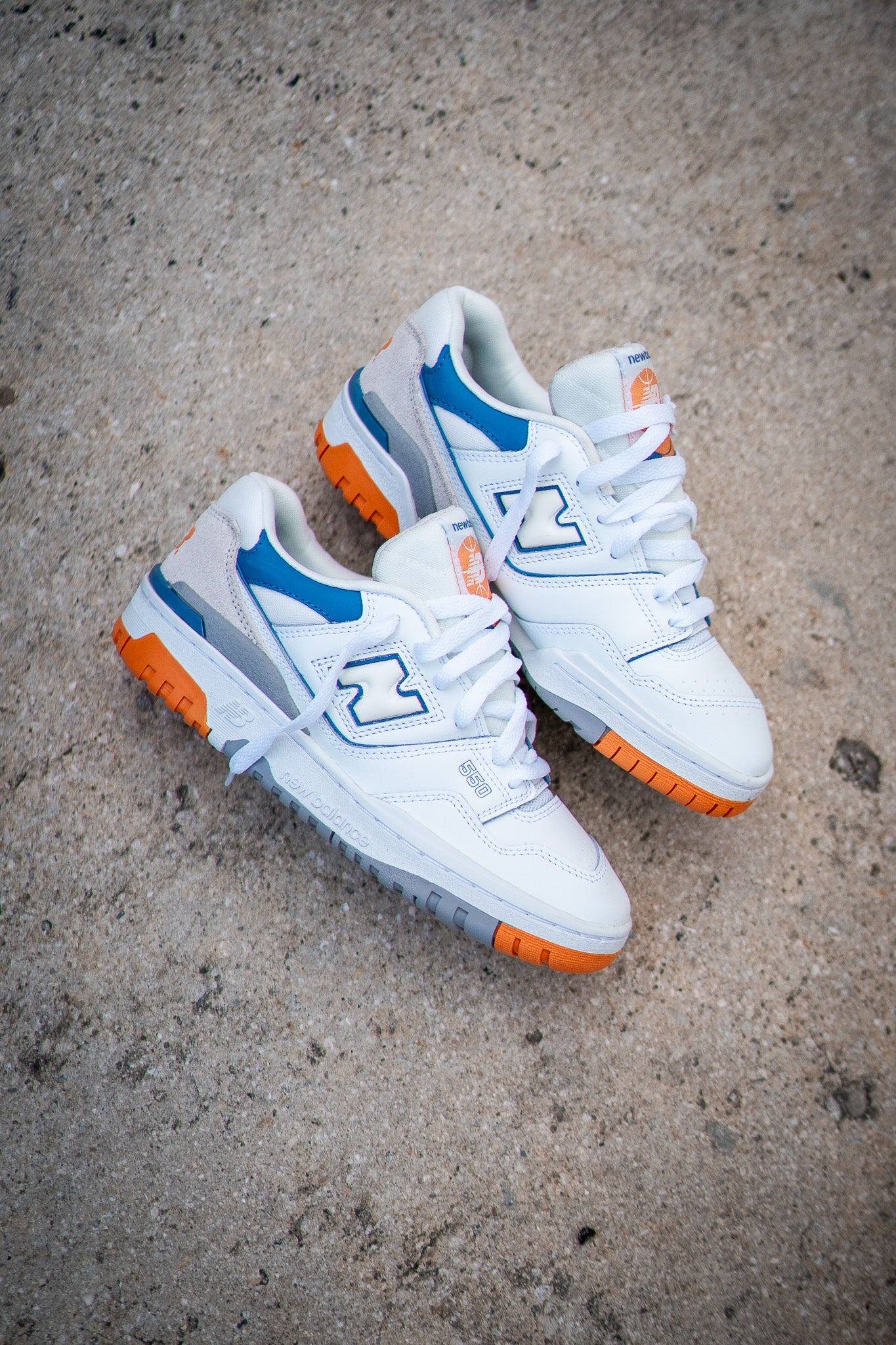 gradeschool white citrus new balance 550 shoes